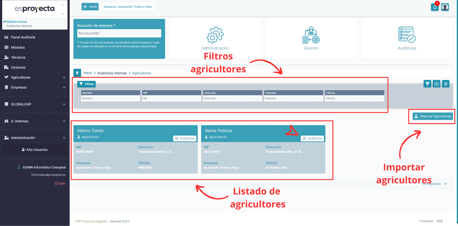Panel de agricultores