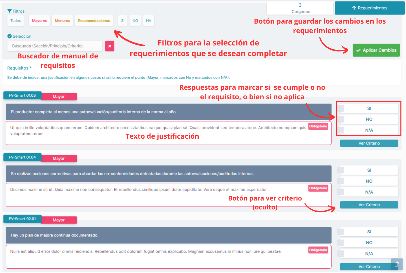 Panel Requerimientos pendientes